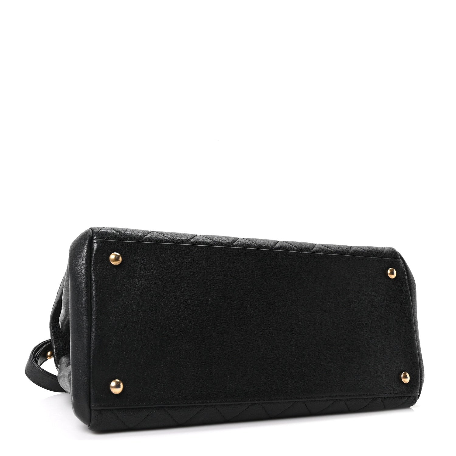Shiny Sheepskin Quilted Large Trapezio Flap Black