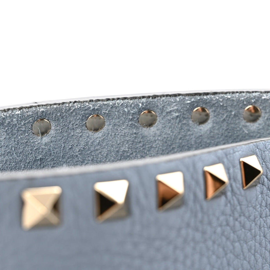 Grained Calfskin Rockstud Shoulder Tote Niagara