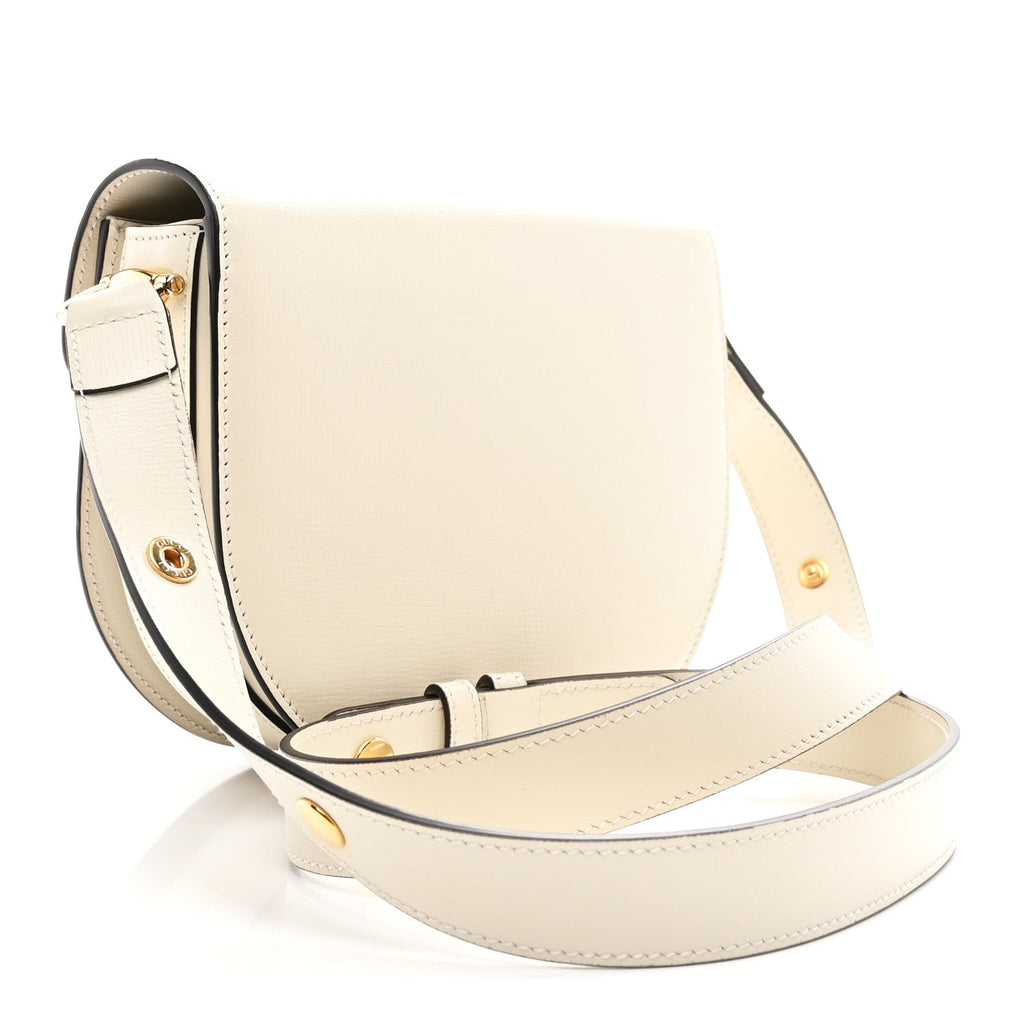 Azalea Calfskin Mini Horsebit 1955 Rounded Shoulder Bag Mystic White
