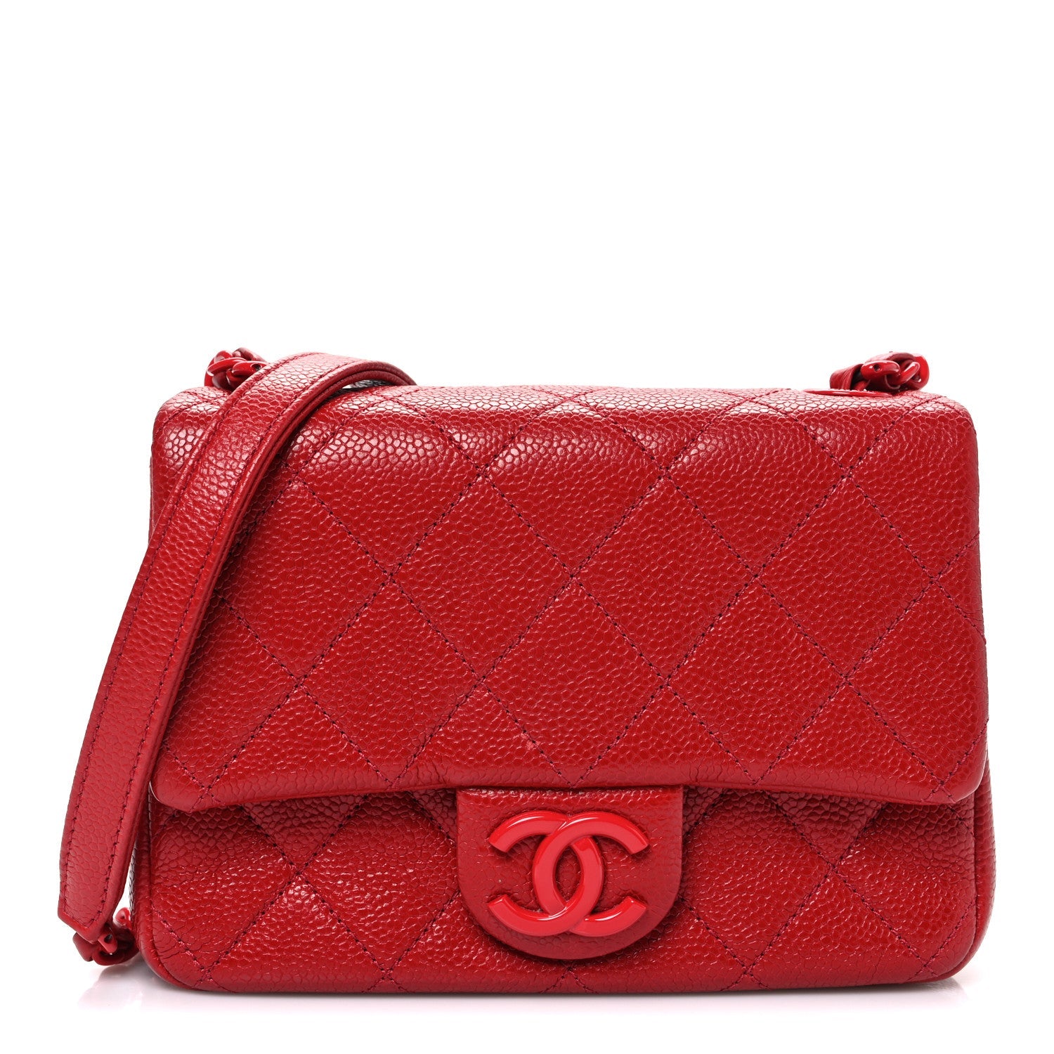Caviar Quilted Mini Incognito Square Flap Red