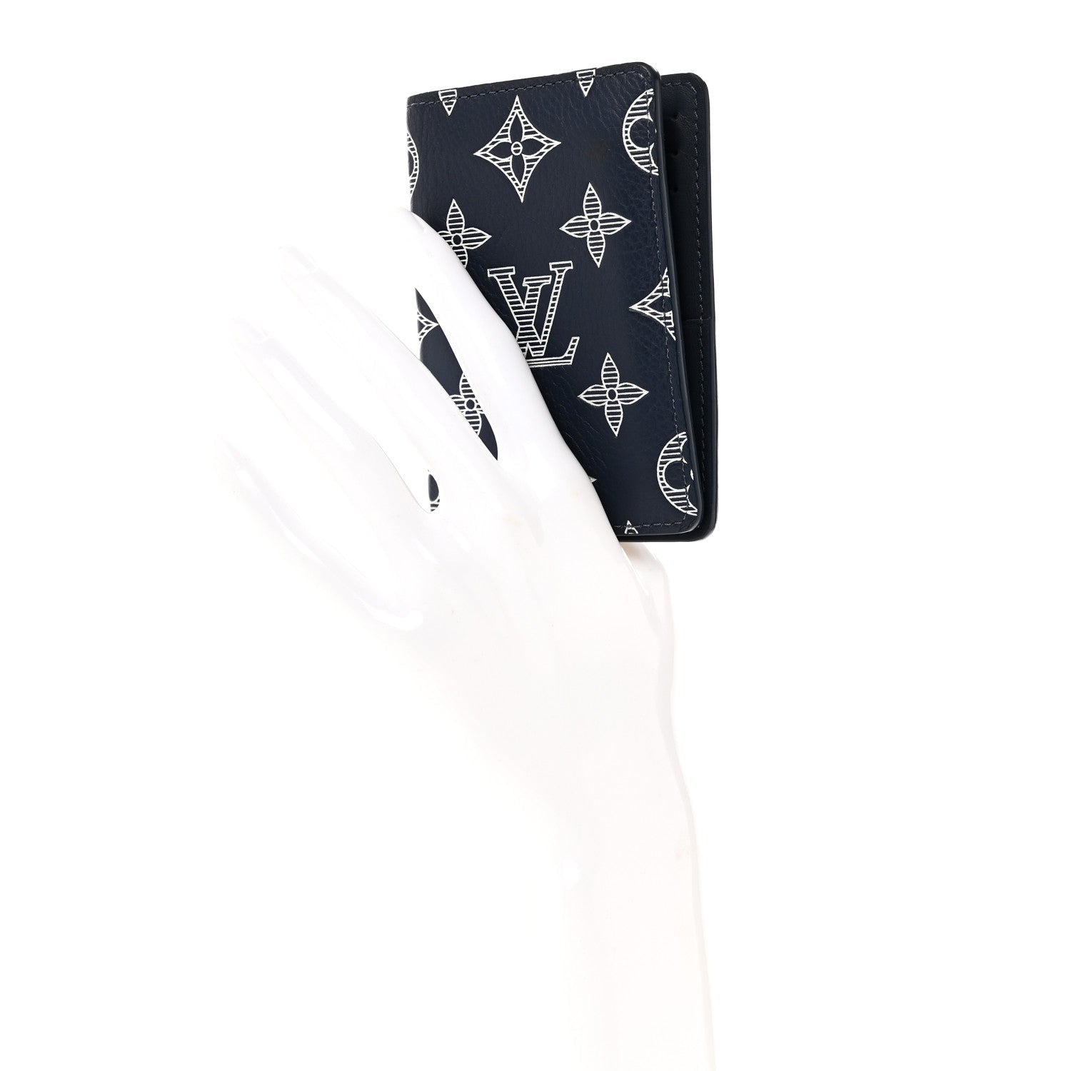 Calfskin Monogram Shadow Pocket Organizer Navy Blue White