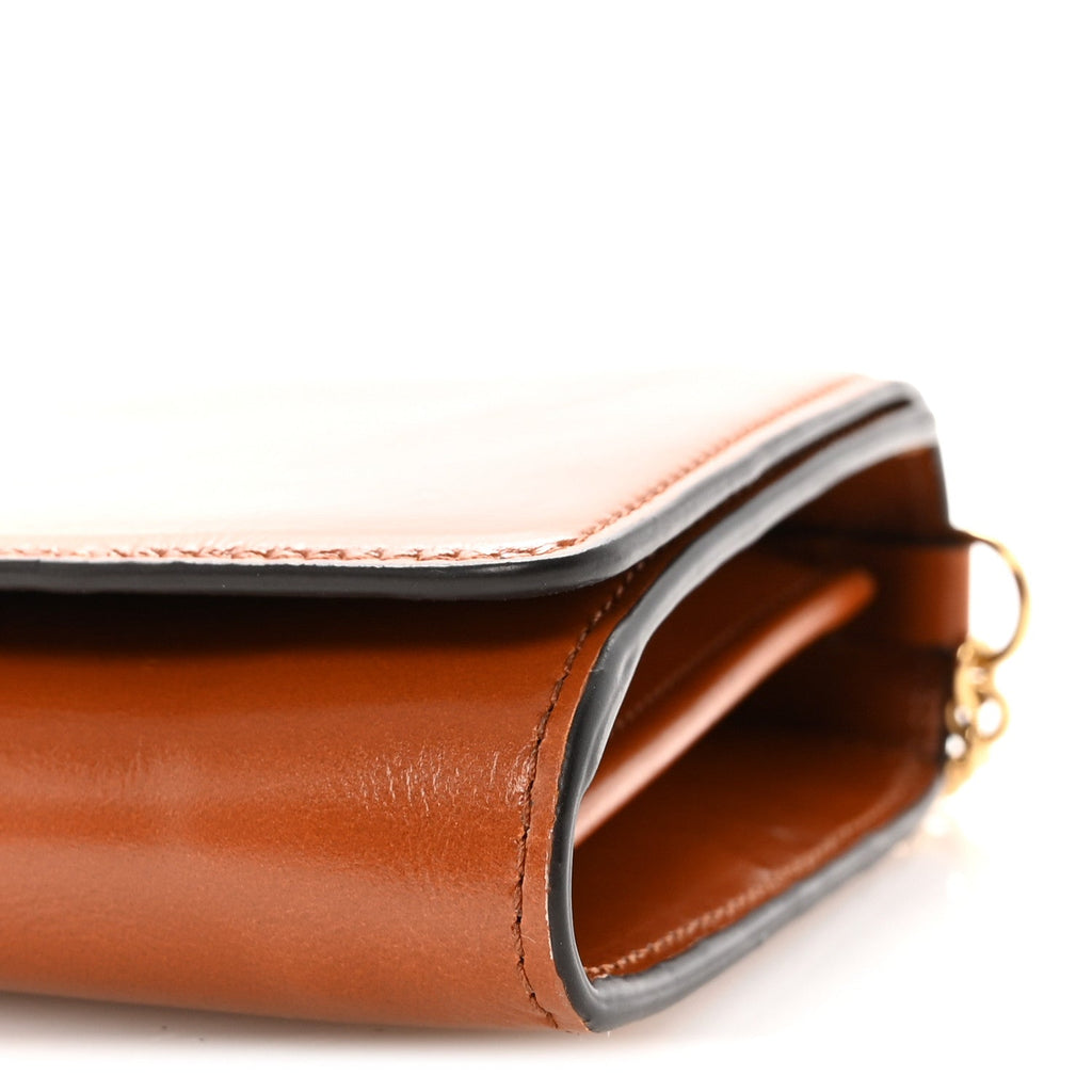 Calfskin Iconic Flap Wallet On Chain Clay Brown