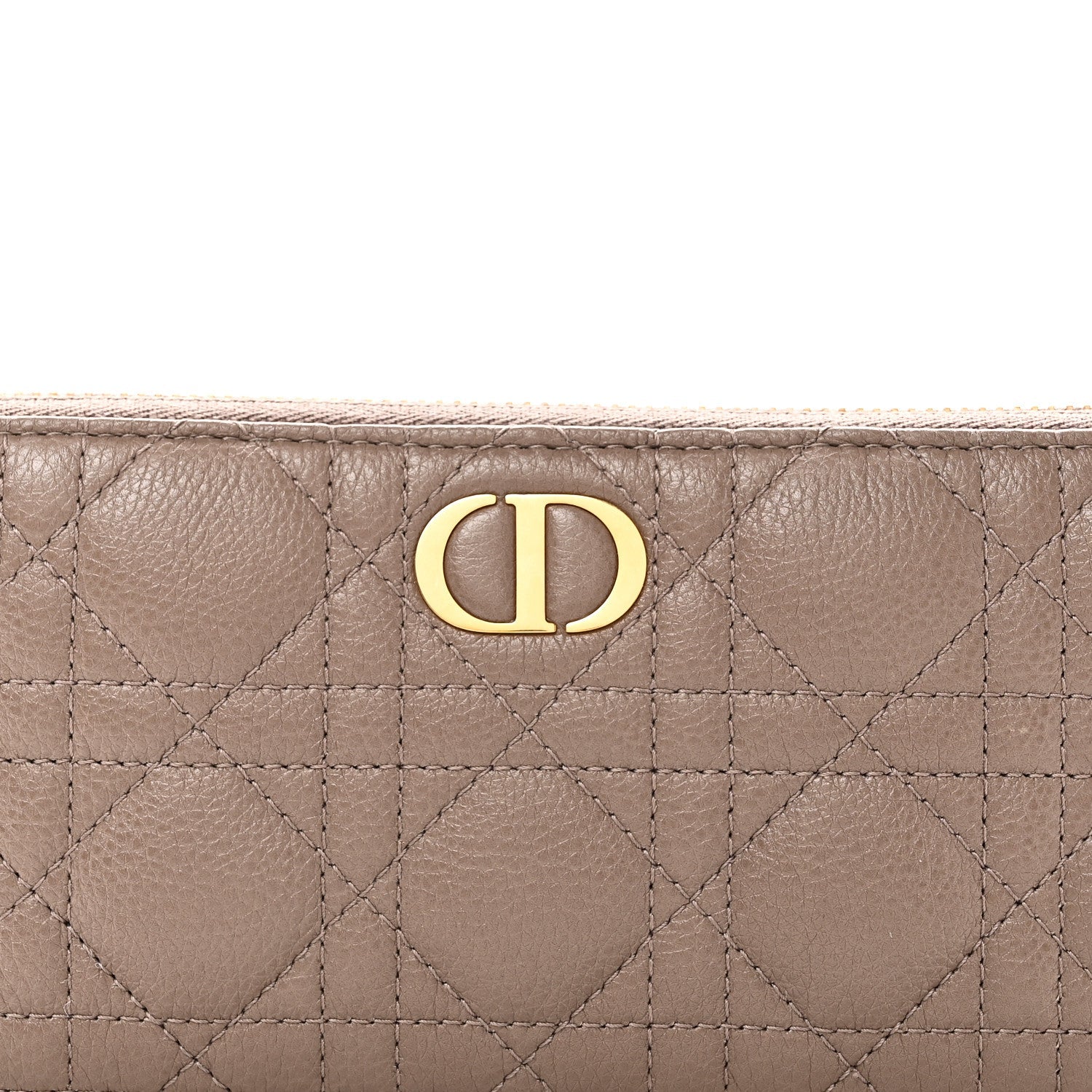 Grained Calfskin Supple Cannage Caro Zip Wallet Taupe