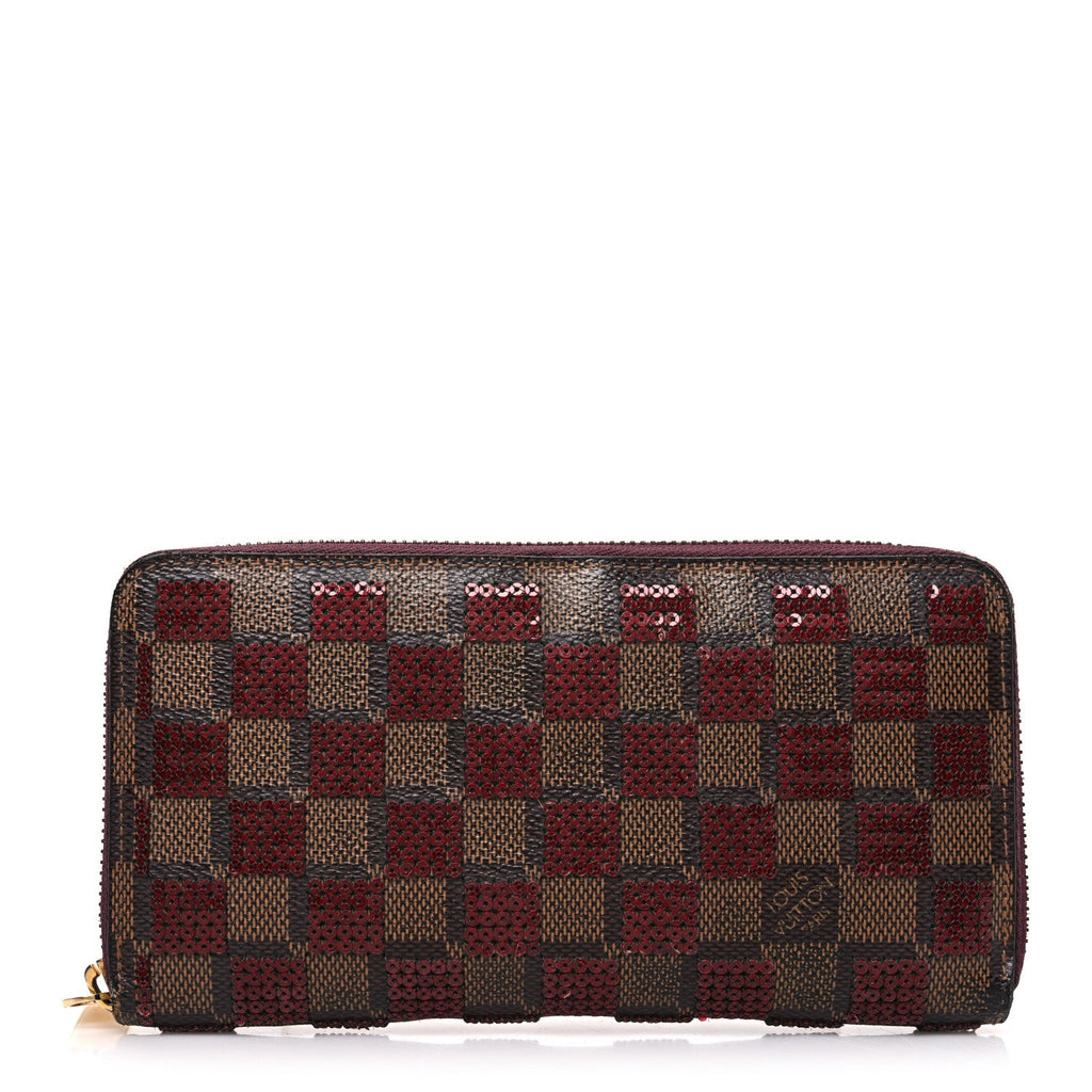 Damier Paillettes Zippy Wallet Red