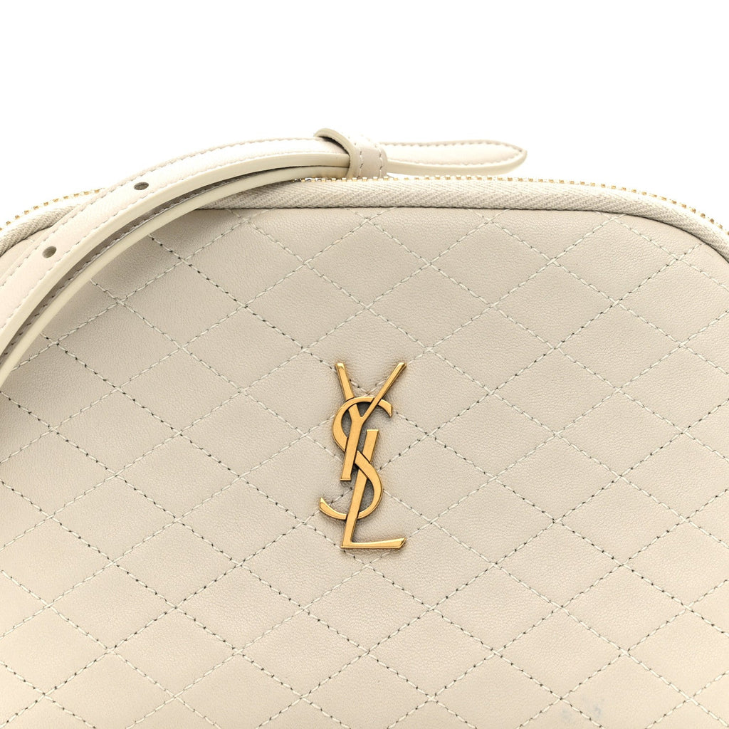 Lambskin Quilted Gaby Zipped Pouch Crema Soft