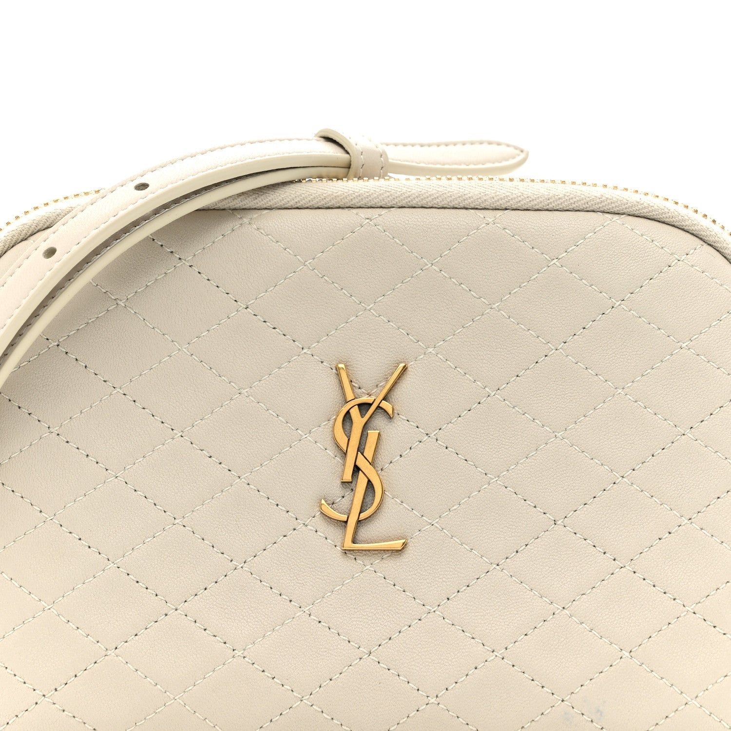 Lambskin Quilted Gaby Zipped Pouch Crema Soft
