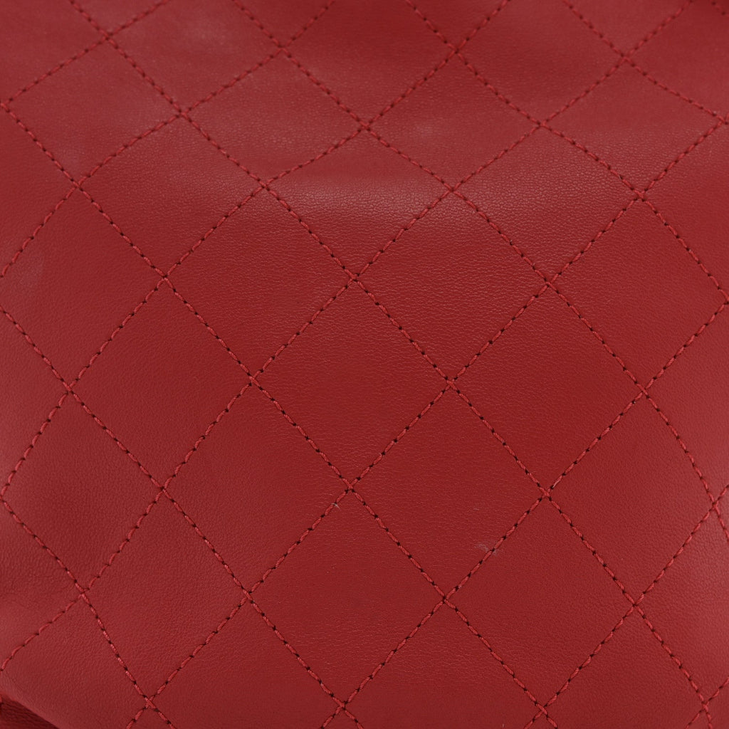 Calfskin Stitched Chain Bucket Bag Coral