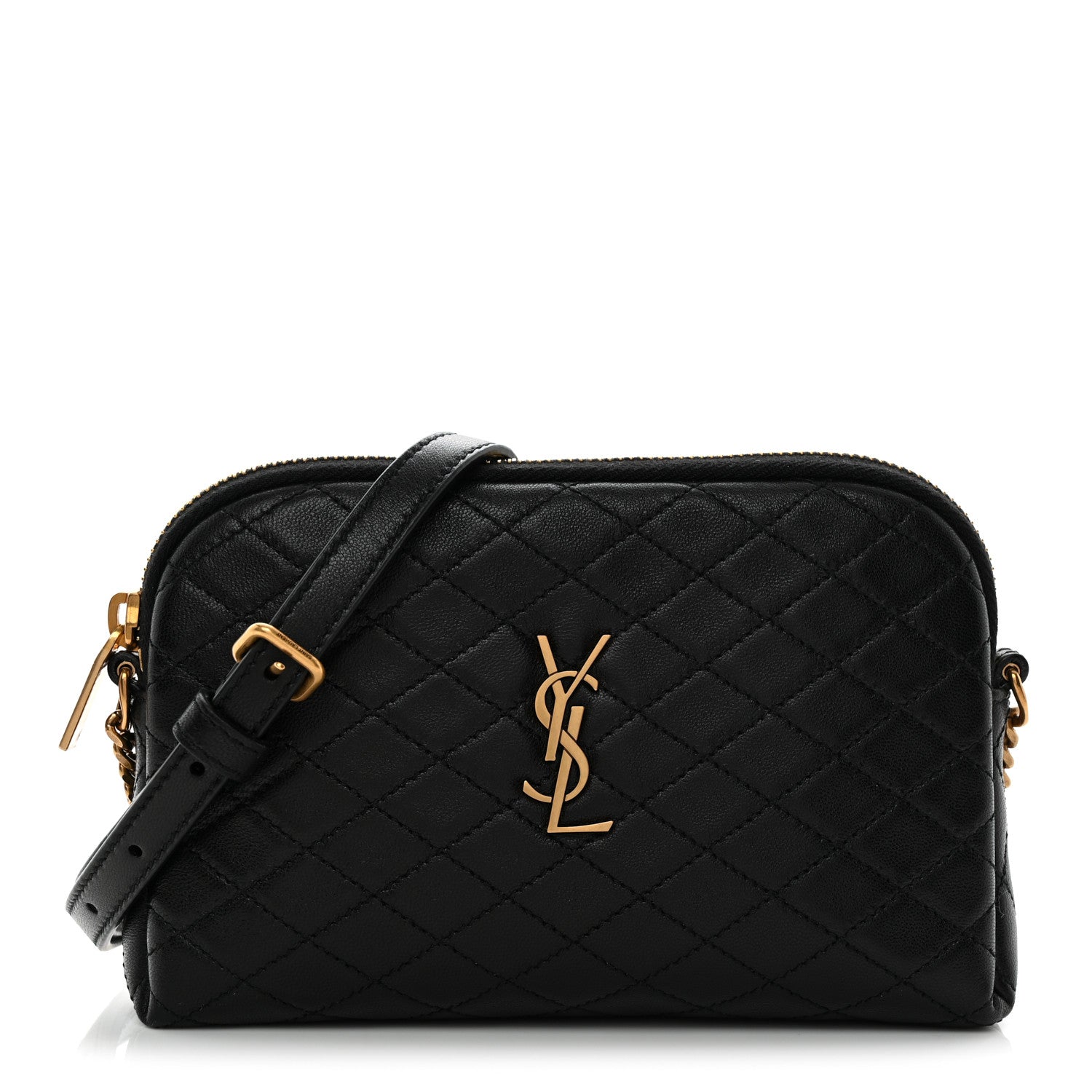 Lambskin Quilted Gaby Zipped Pouch Black