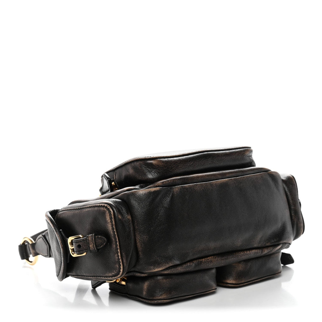 Distressed Nappa Pocket Bag Sand Coffee