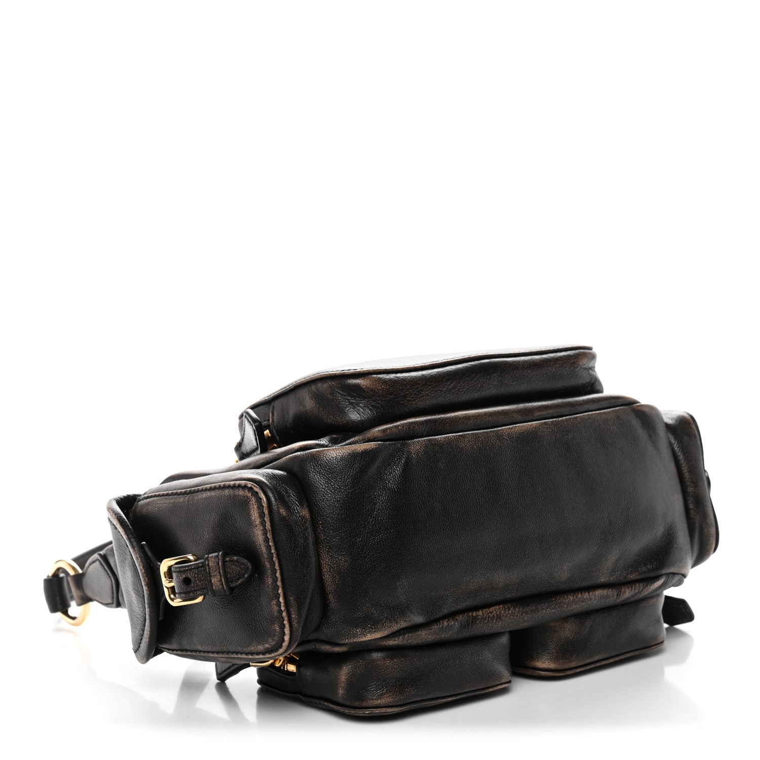 Distressed Nappa Pocket Bag Sand Coffee