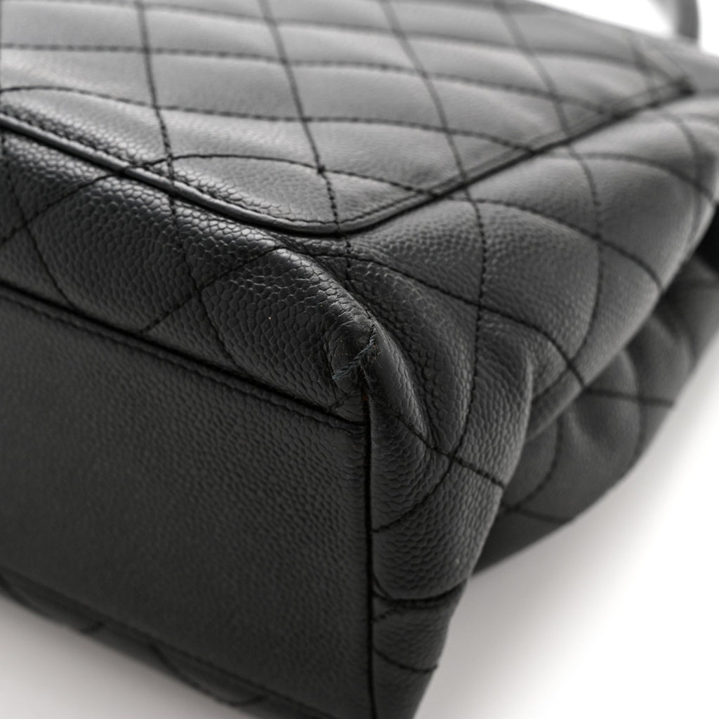 Caviar Quilted Jumbo Kelly Flap Black