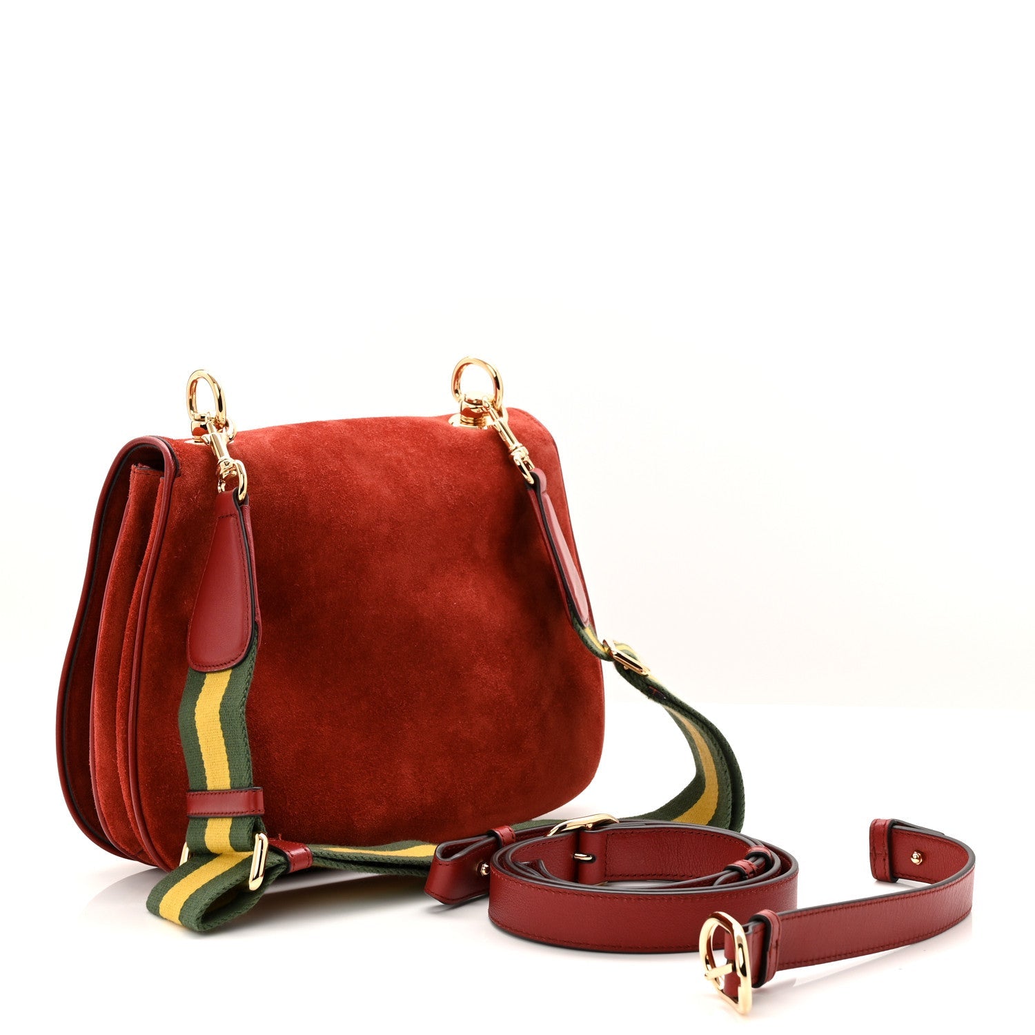 Suede Talco Roxy Calfskin Web Medium Blondie Shoulder Flap Bag Blondie Red