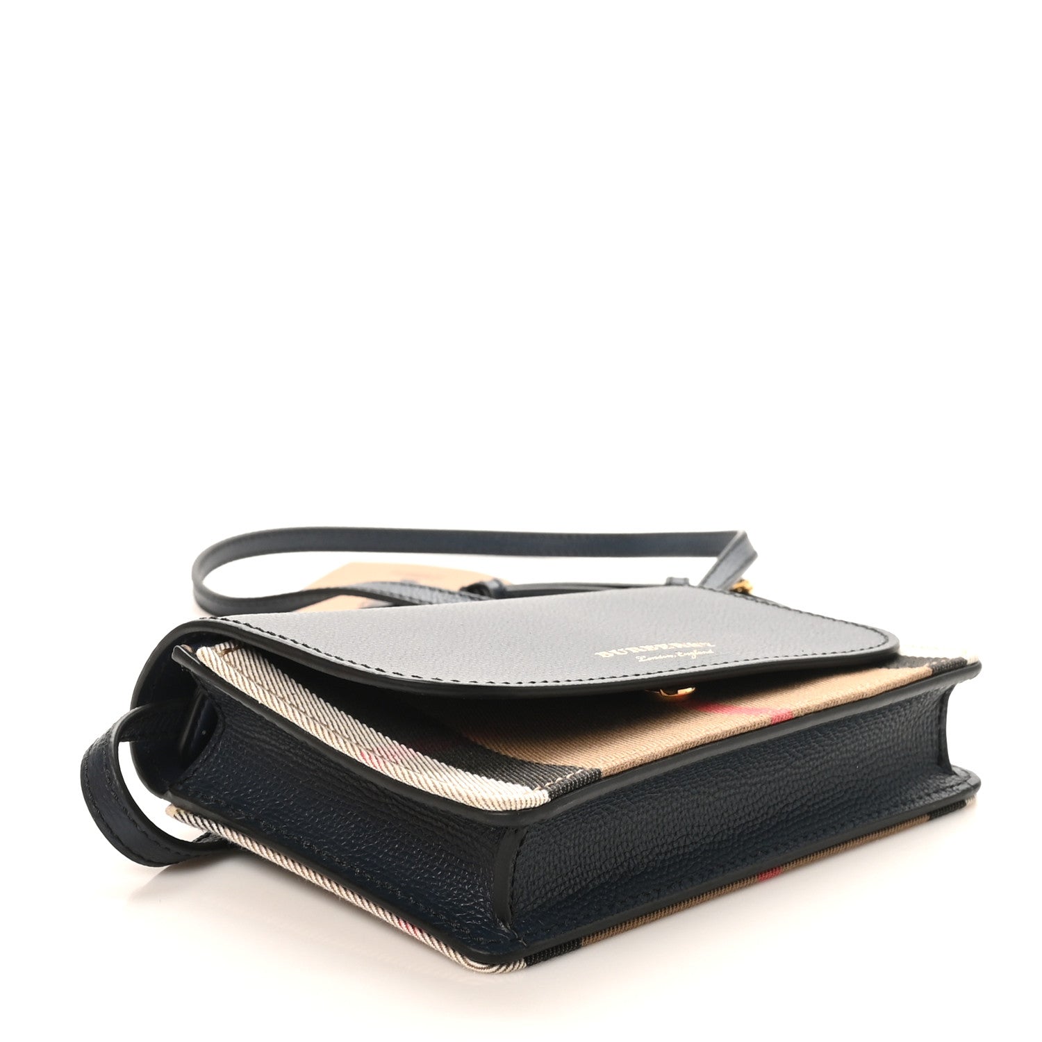 Derby Calfskin House Check Mini Hampshire Wallet On Chain Ink Blue