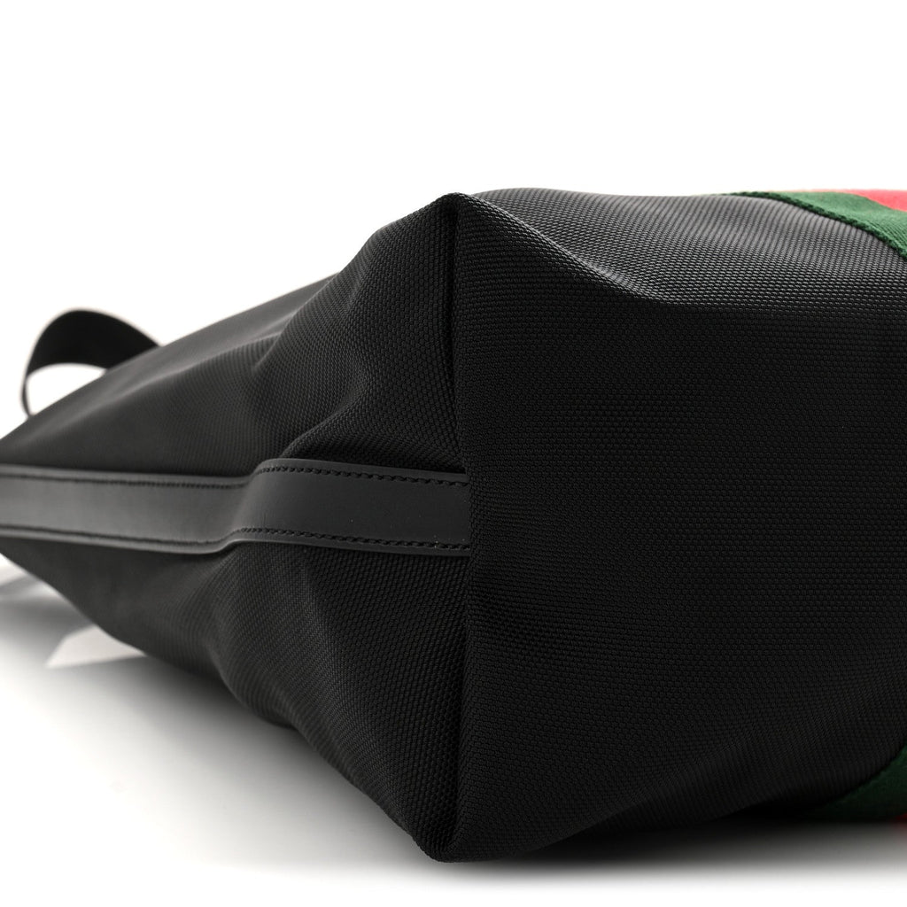 Techno Canvas Web Top Handle Shoulder Bag Black