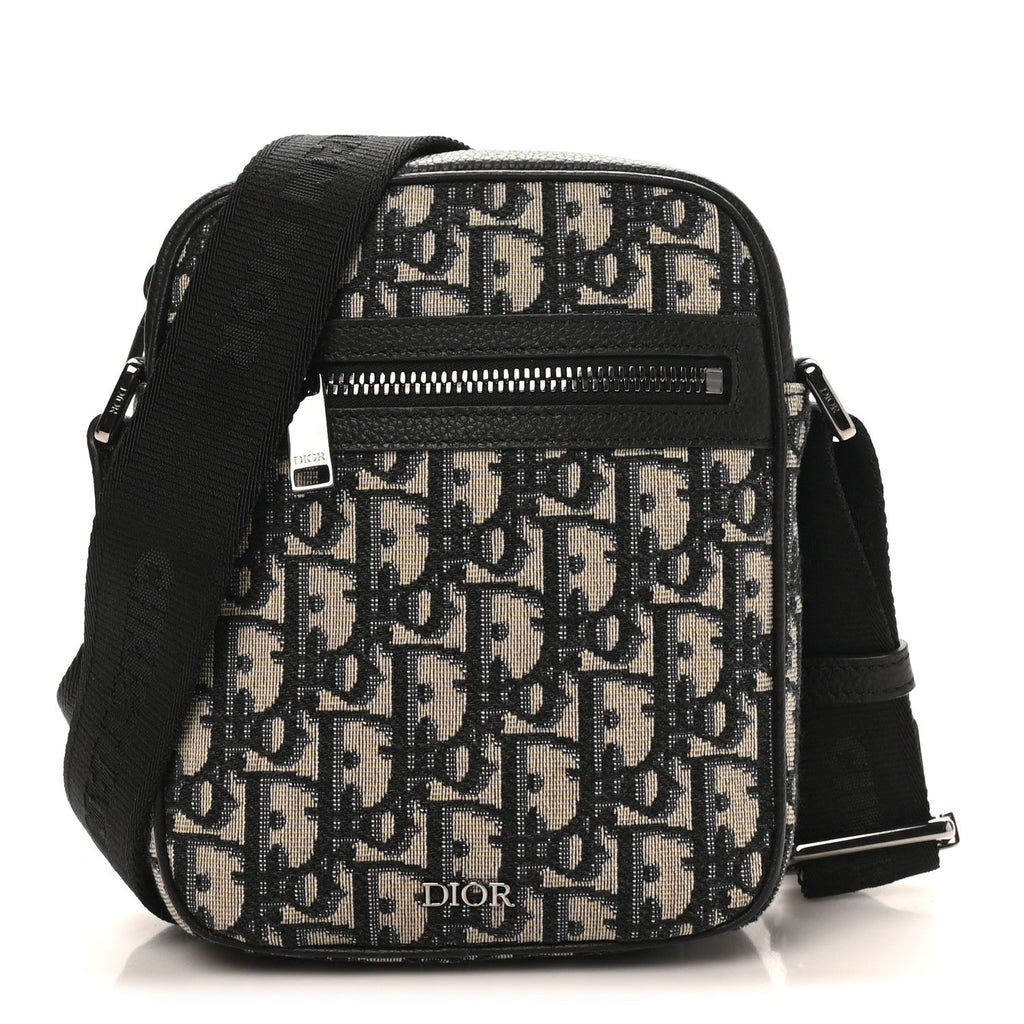 Oblique Messenger Pouch Beige Black