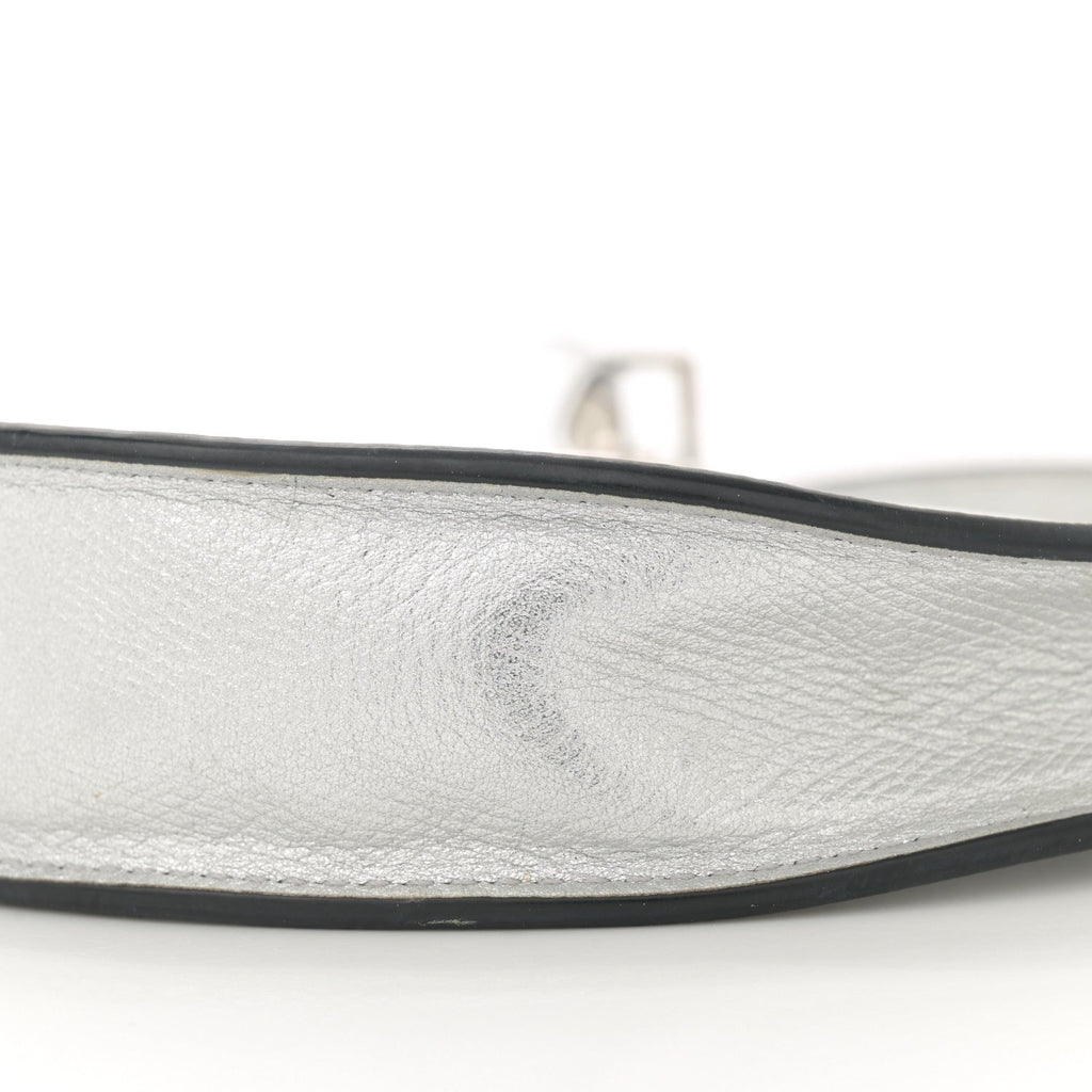 Metallic Grainy Calfskin Mini Vlogo Hobo Bag Silver