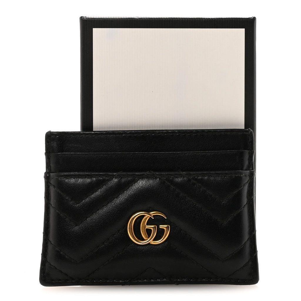 Calfskin Matelasse GG Marmont  Holder Black