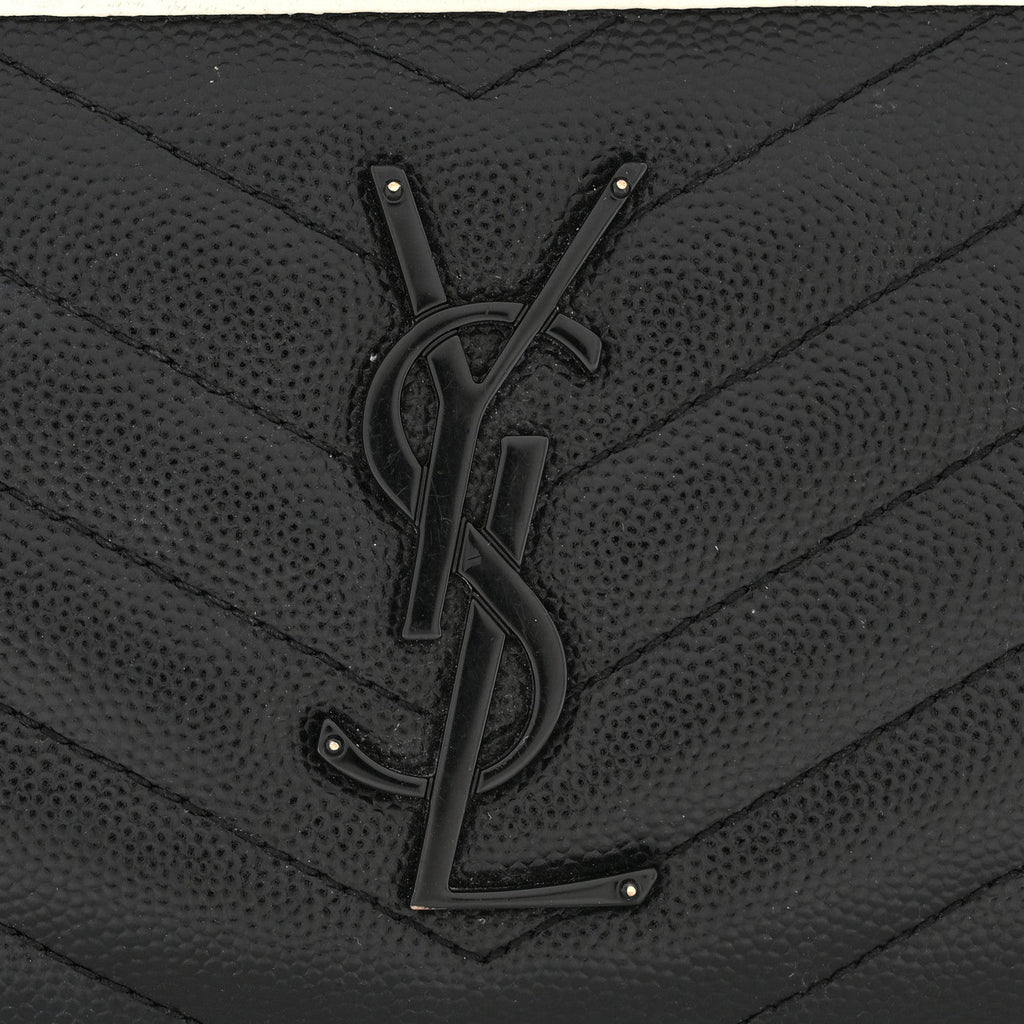 Grain De Poudre Matelasse Chevron Monogram Zip Around Wallet Black Dove White
