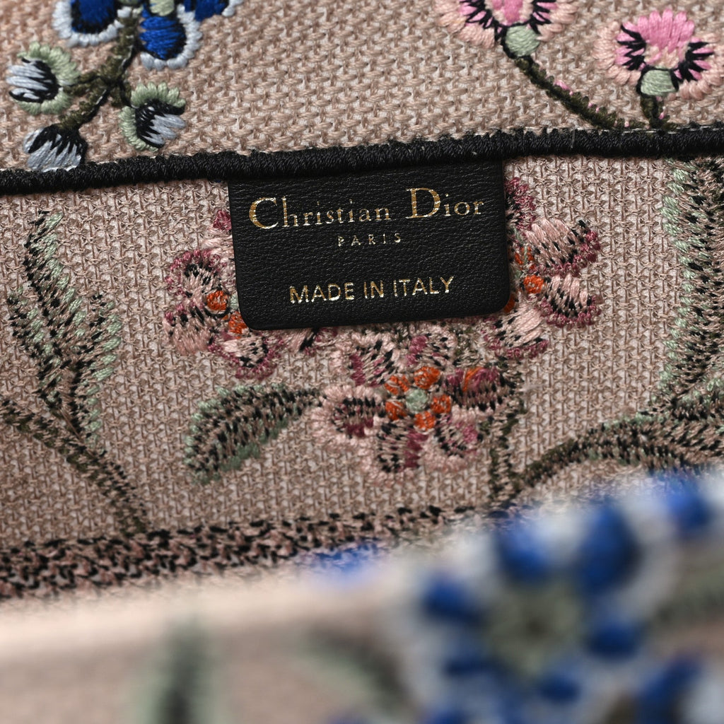Canvas Embroidered Petites Fleurs Medium Book Tote Rose Multicolor