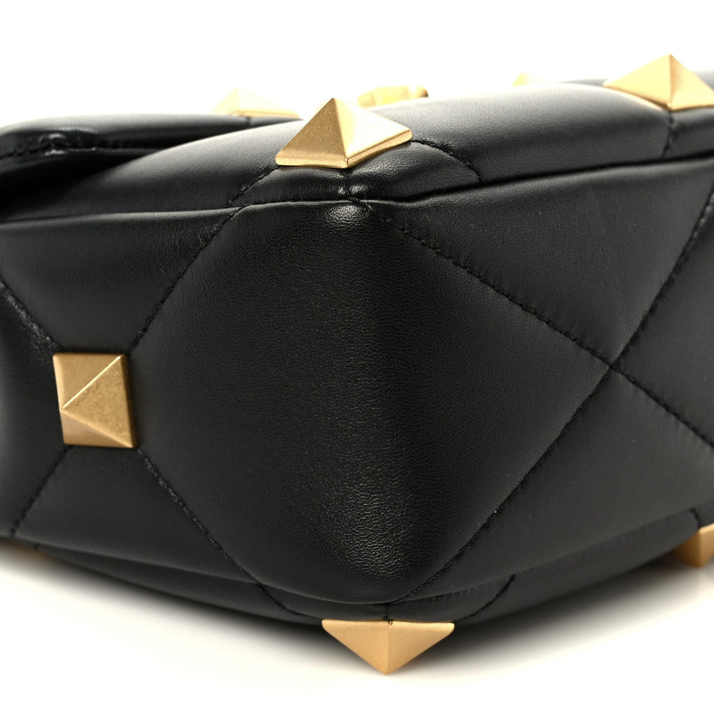 Nappa Medium Roman Stud Shoulder Bag Black