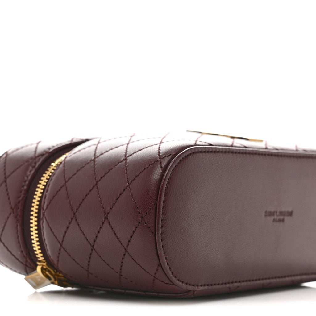 Lambskin Quilted Mini Gaby Vanity Case  Rouge Cabernet