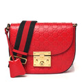 Guccissima Web Medium Padlock Messenger Shoulder Bag Hibiscus Red