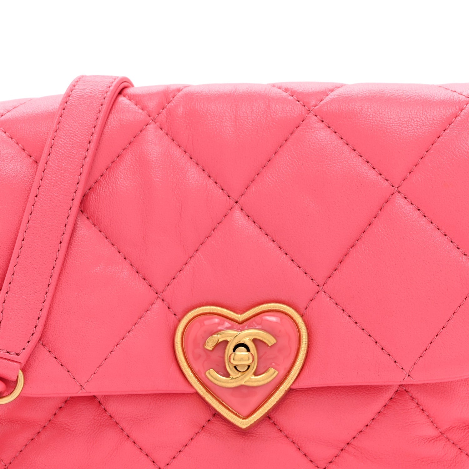Lambskin Plexiglass Quilted Coco Love Mini Flap Pink