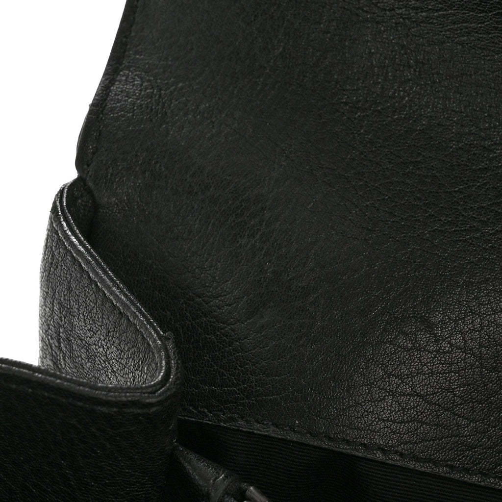 Sheepskin Matelasse Chevron Monogram Large College Satchel Black