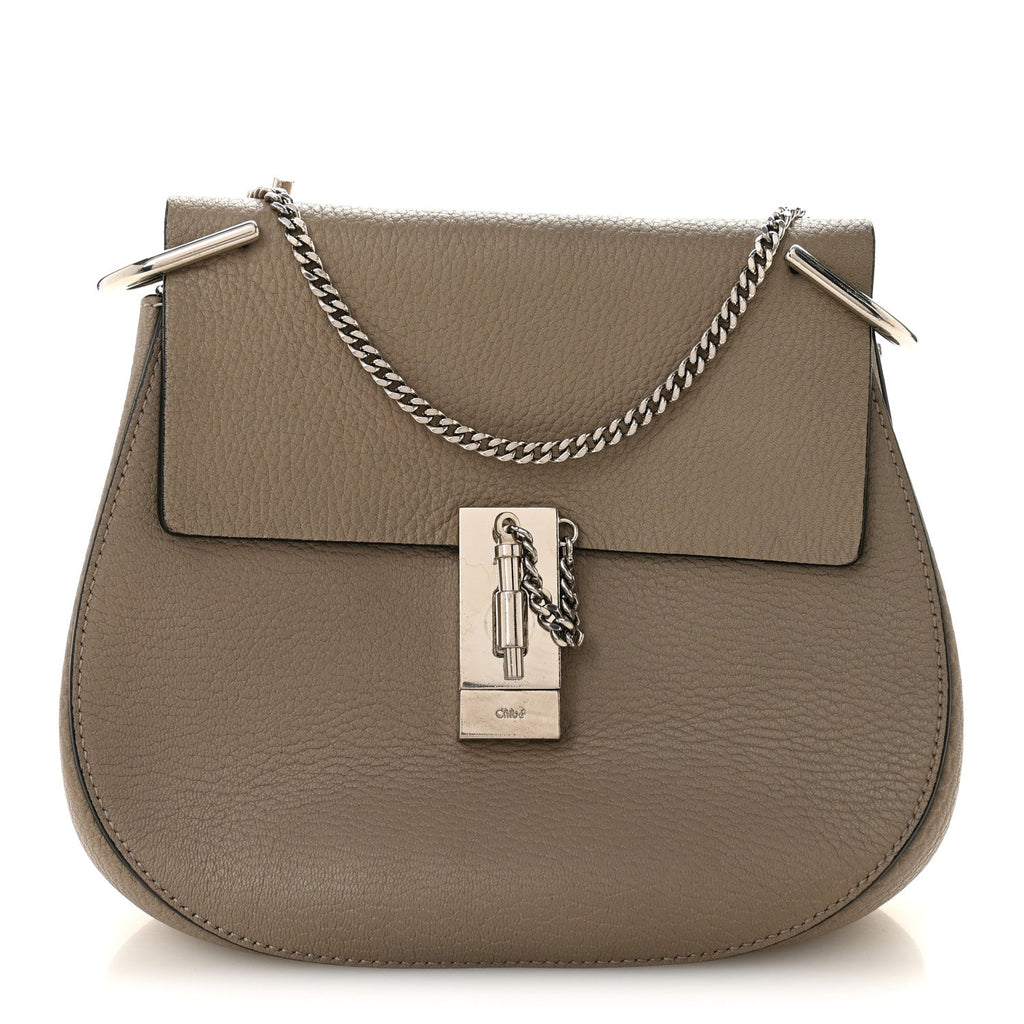 Grained Lambskin Drew Shoulder Bag Motty Grey