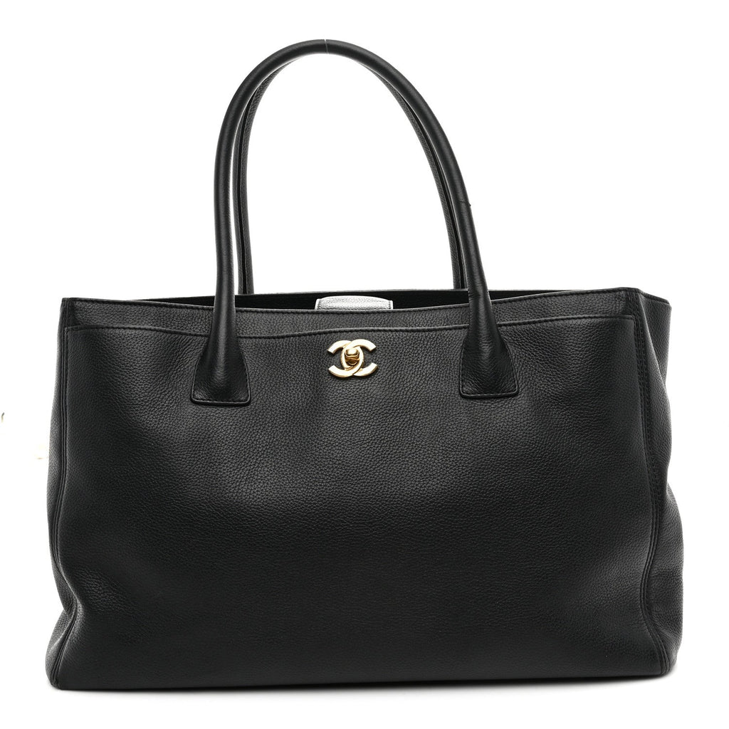Calfskin Cerf Executive Shopper Tote Black