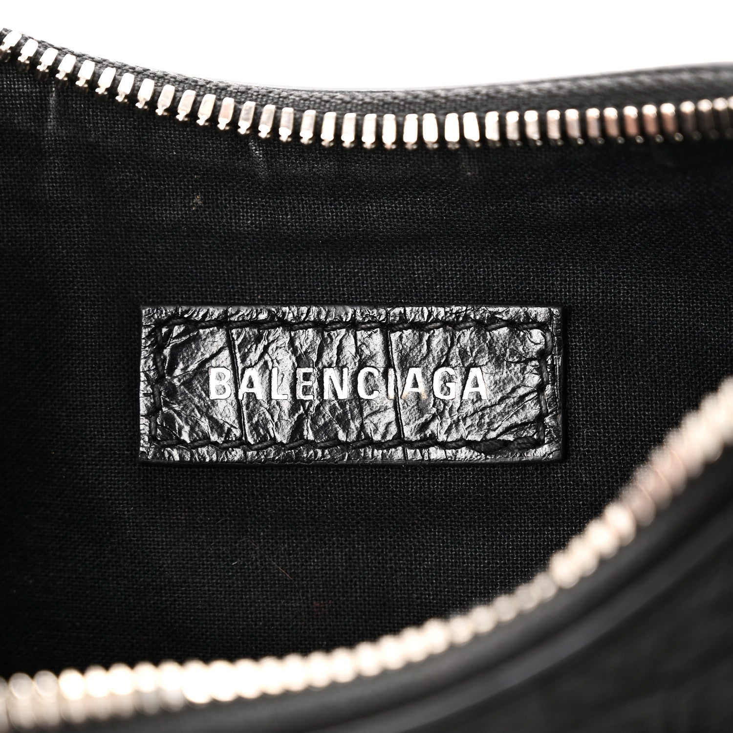 Extra Supple Calfskin Crystal Crocodile Embossed Le Cagole Shoulder Bag XS Black