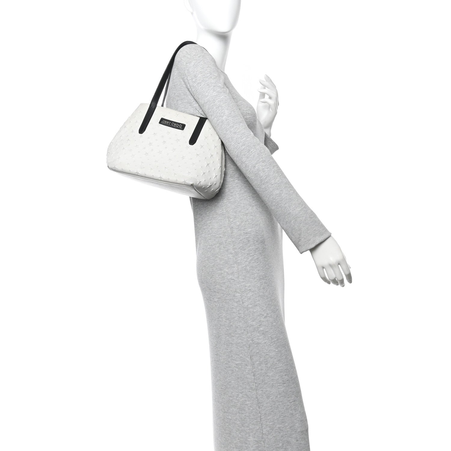 Grained Calfskin Embossed Star Small Sofia Tote Chalk