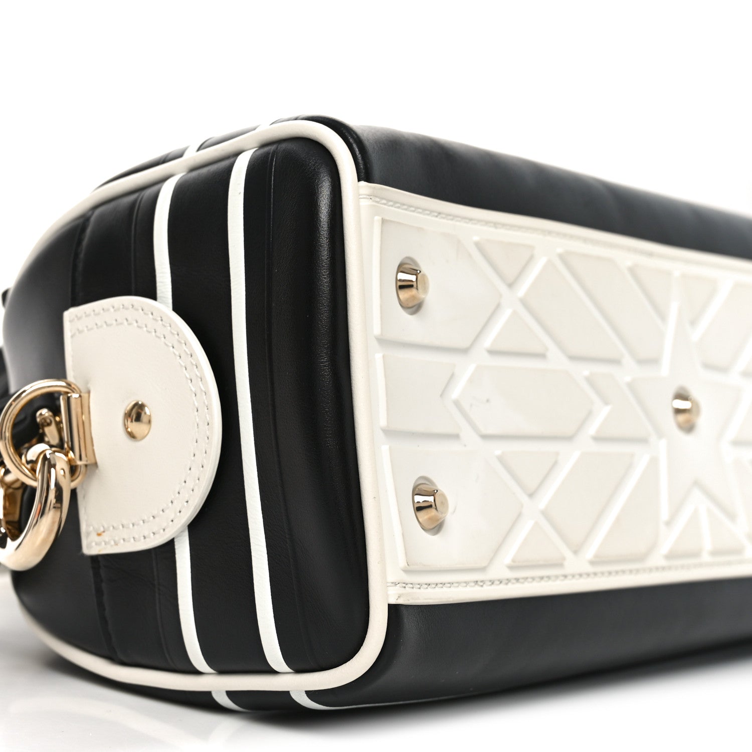 Calfskin Small Dior Vibe Zip Bowling Bag Black White