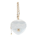 Lambskin Quilted CC Mini In Love Heart Bag Charm Light Blue