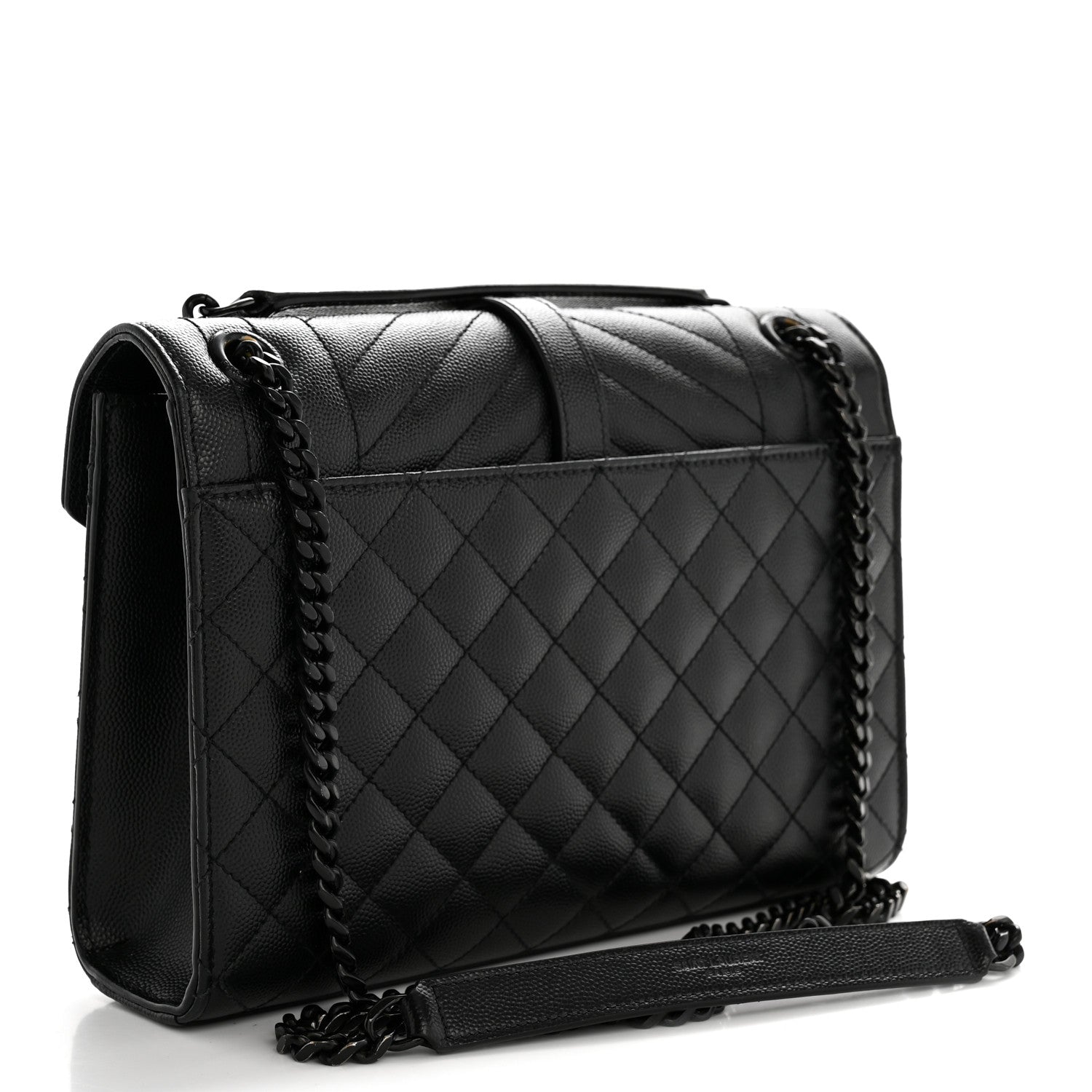 Grain De Poudre Textured Mixed Matelasse Triquilt Medium Monogram Monochrome Satchel Black