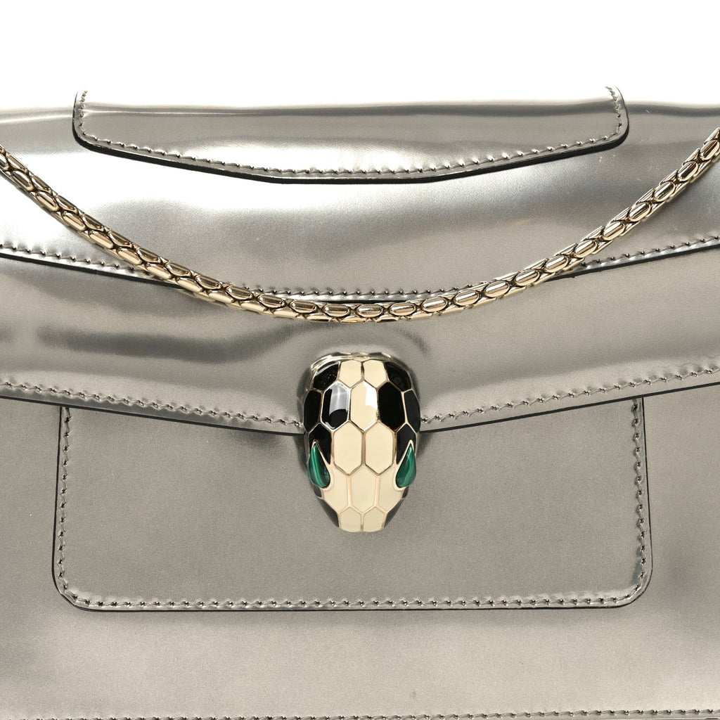 Metallic Calfskin Serpenti Forever Shoulder Bag Silver
