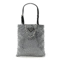 Satin Crystal Metal Triangle Logo Chain Crossbody Handbag Cristal