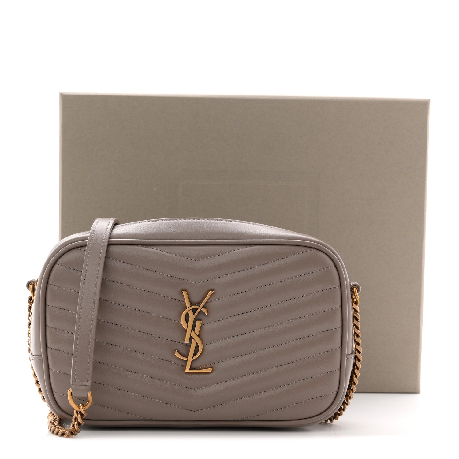 Calfskin Matelasse Monogram Mini Lou Camera Bag Taupe