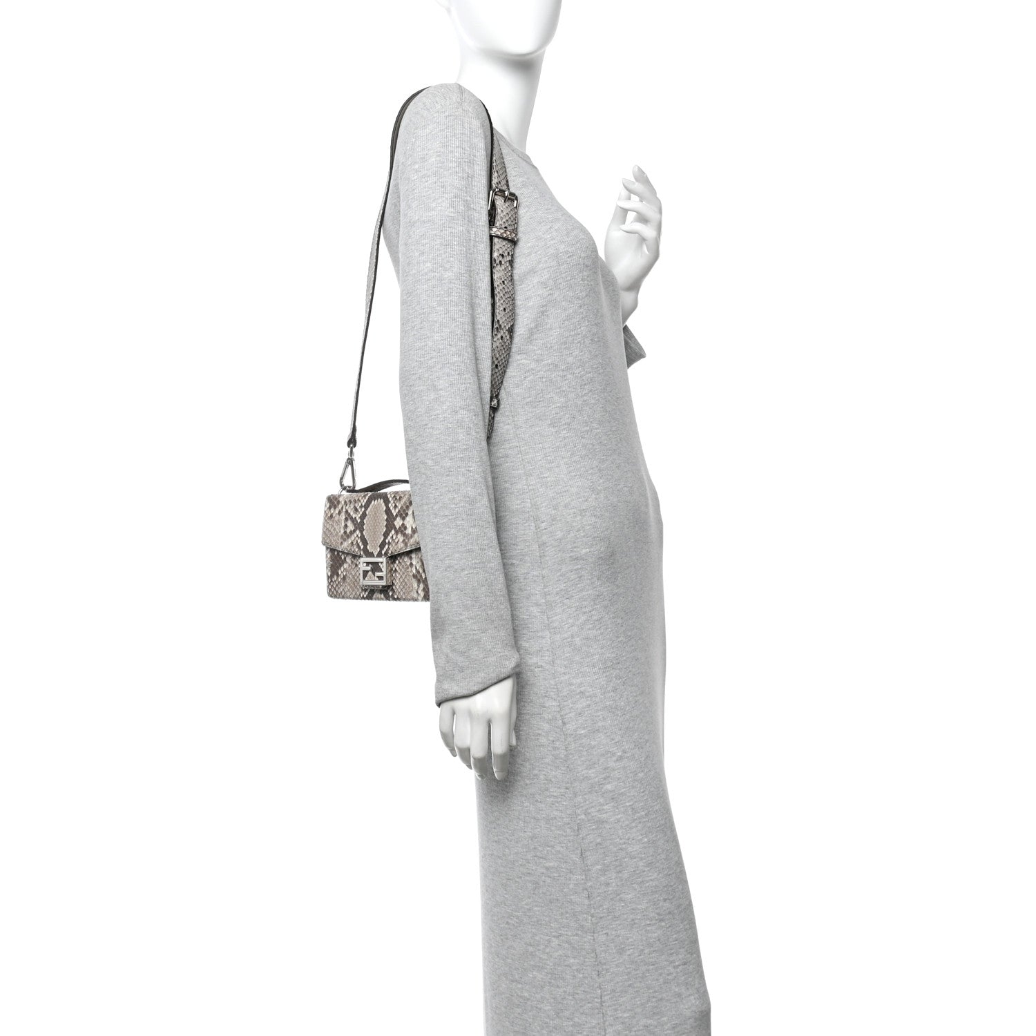 Snakeskin Baguette Soft Trunk White Camelia