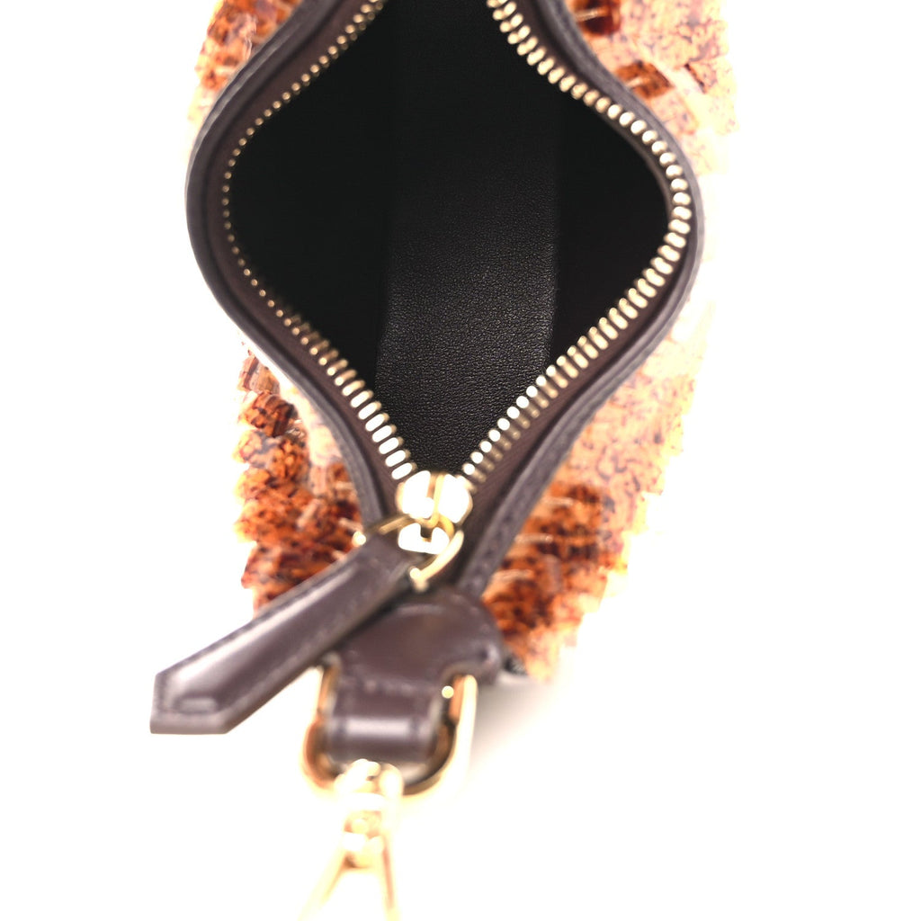 Sequin Paillettes Shiny Nappa Nano Fendigraphy Hobo Charm Brown