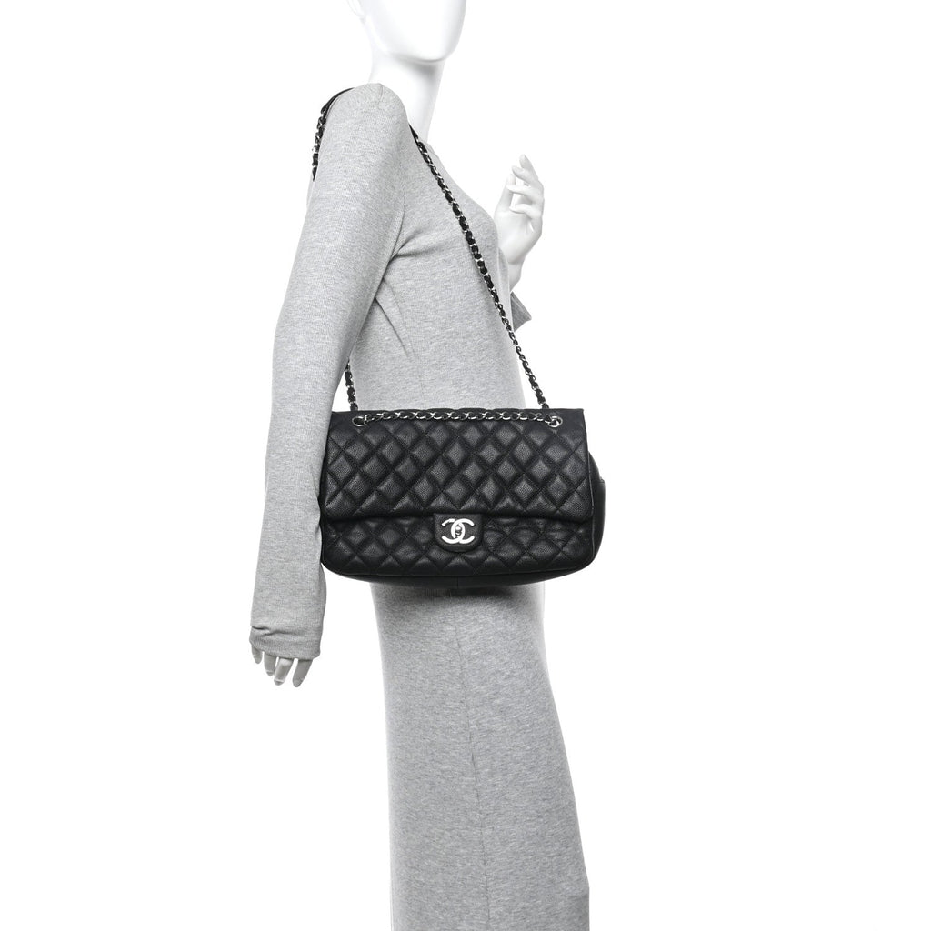 Caviar Quilted Jumbo Easy Flap Black