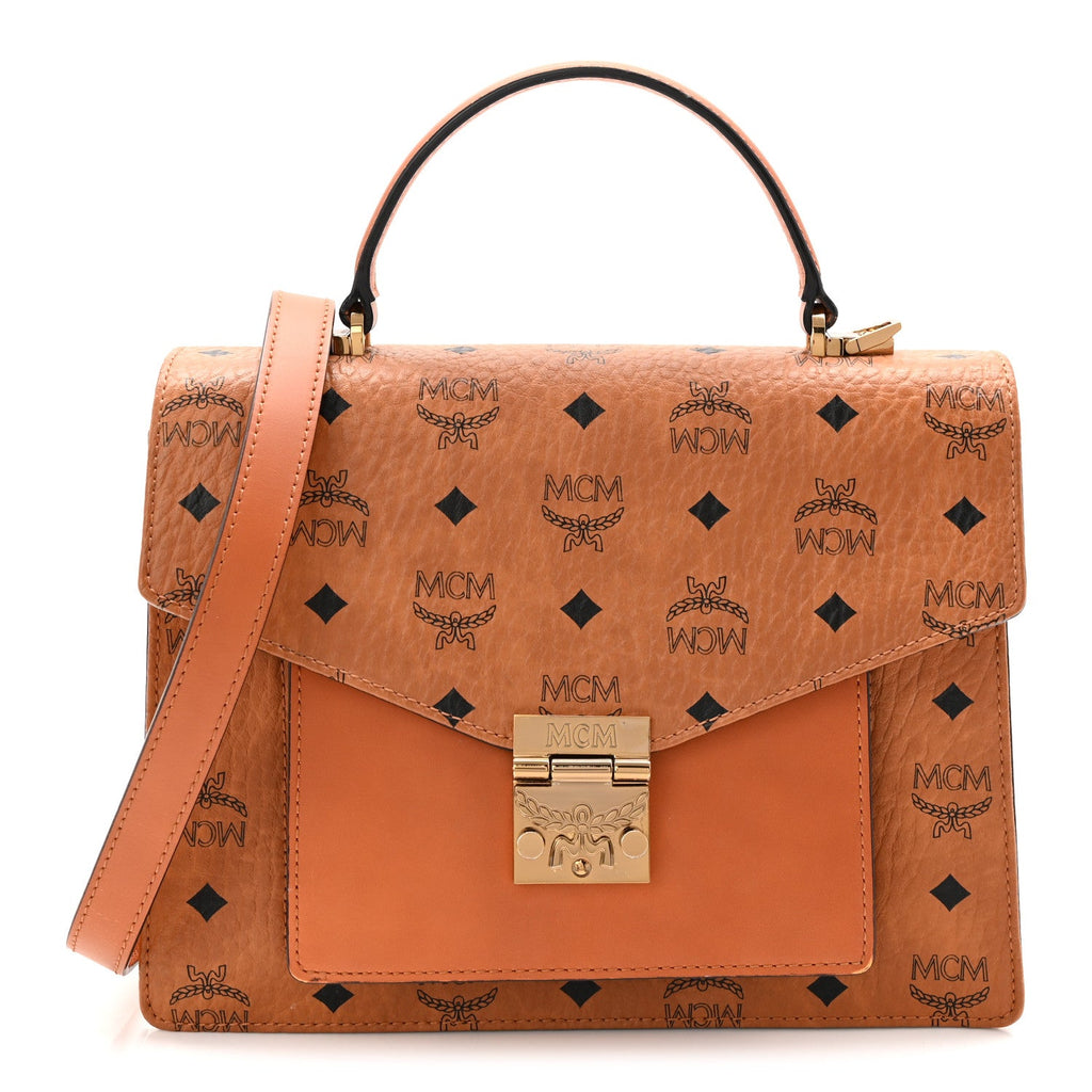 Visetos Medium Patricia Pocket Satchel Cognac