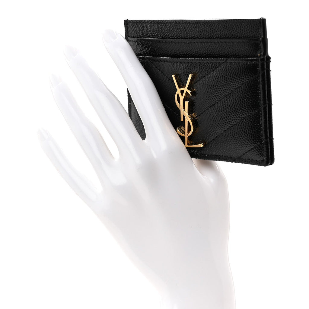 Grain De Poudre Matelasse Chevron Monogram Credit  Case Black
