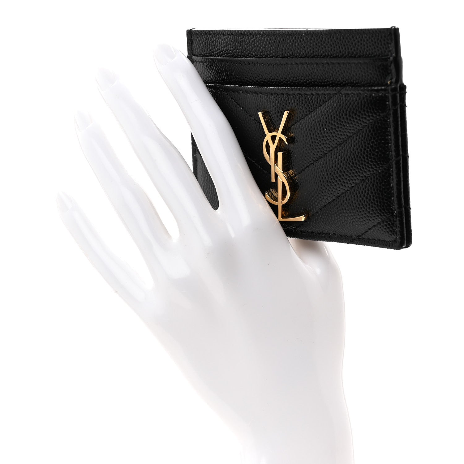 Grain De Poudre Matelasse Chevron Monogram Credit  Case Black