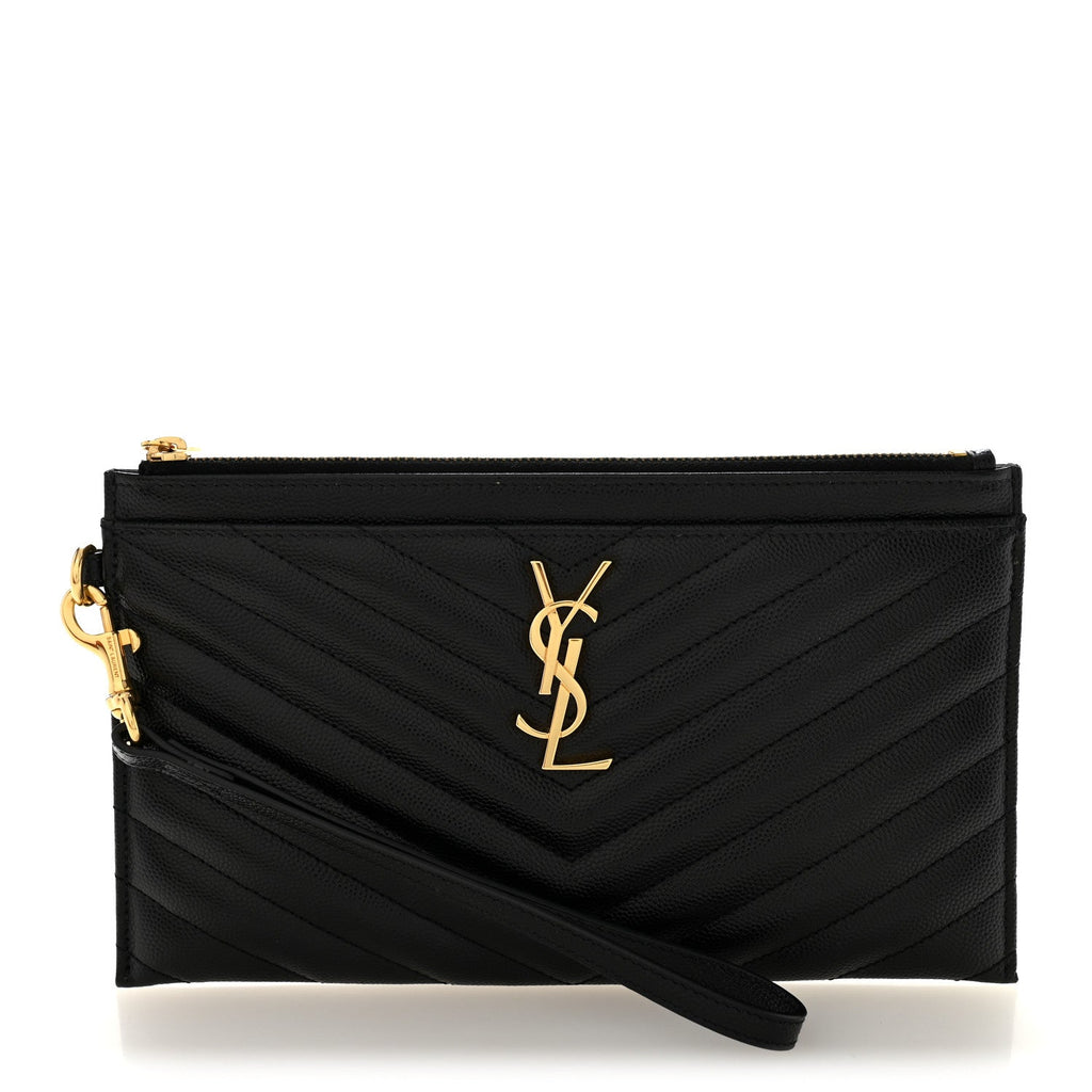 Grain De Poudre Chevron Monogram Large Bill Pouch Black
