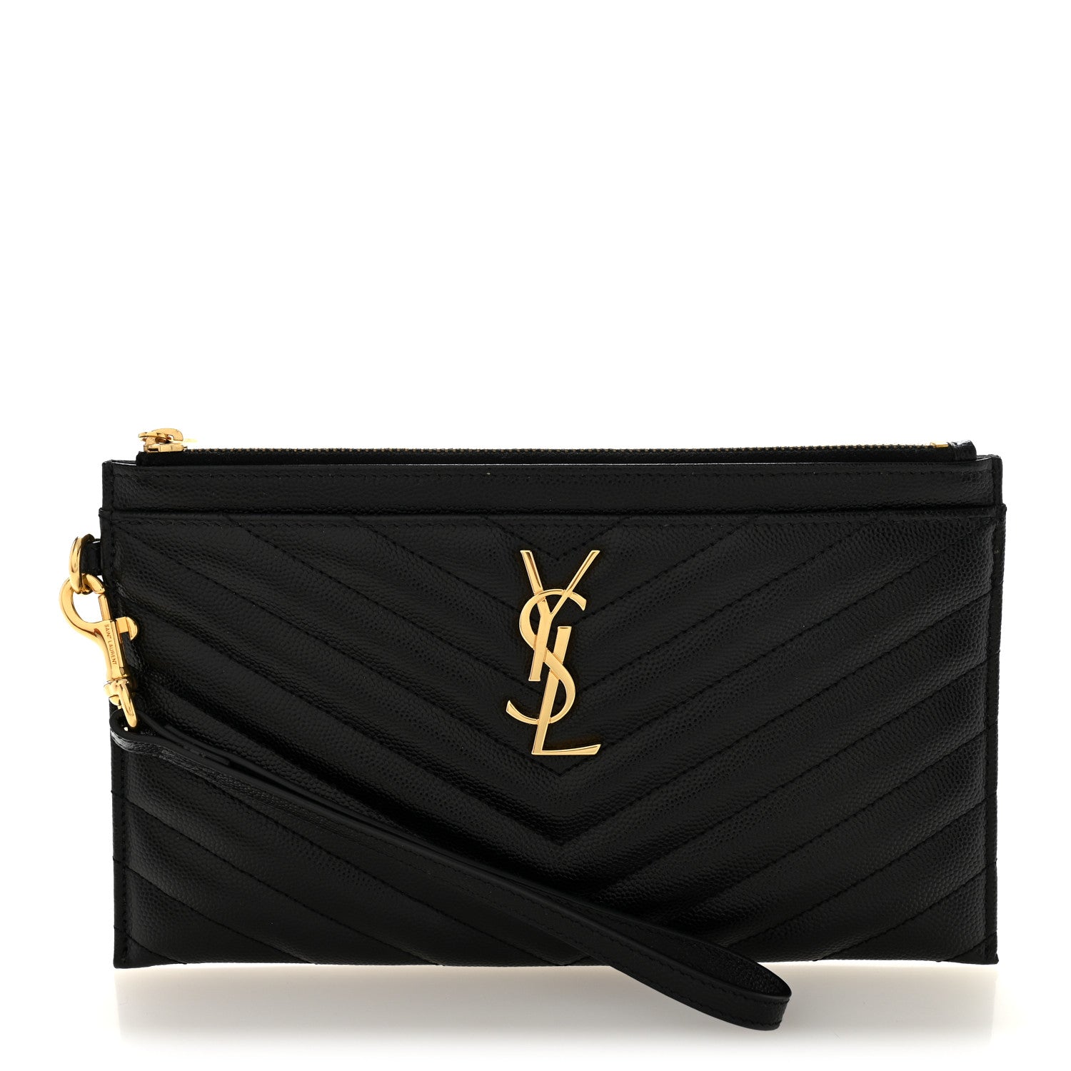 Grain De Poudre Chevron Monogram Large Bill Pouch Black