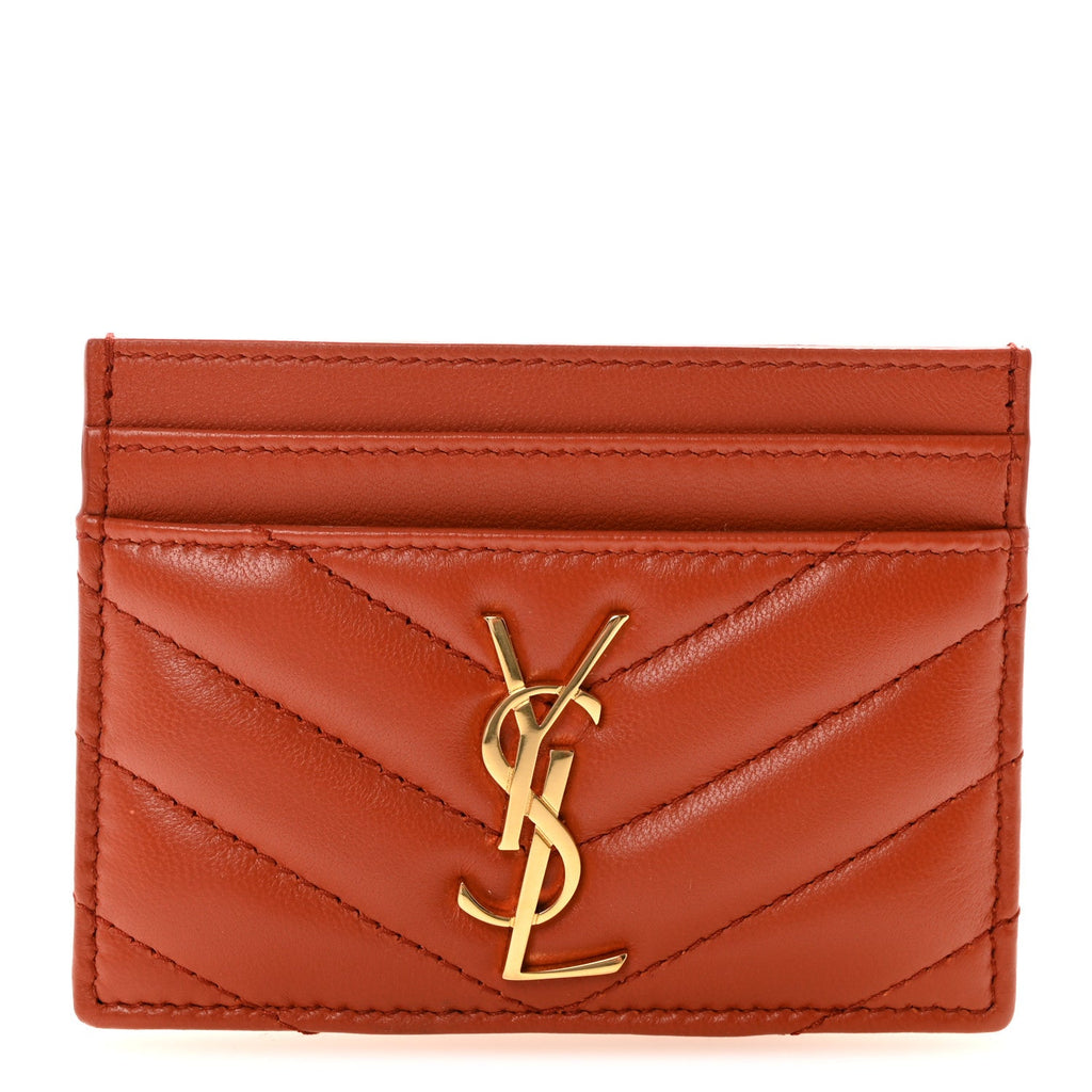 Lambskin Matelasse Chevron Monogram Credit  Case Dark Mandarin