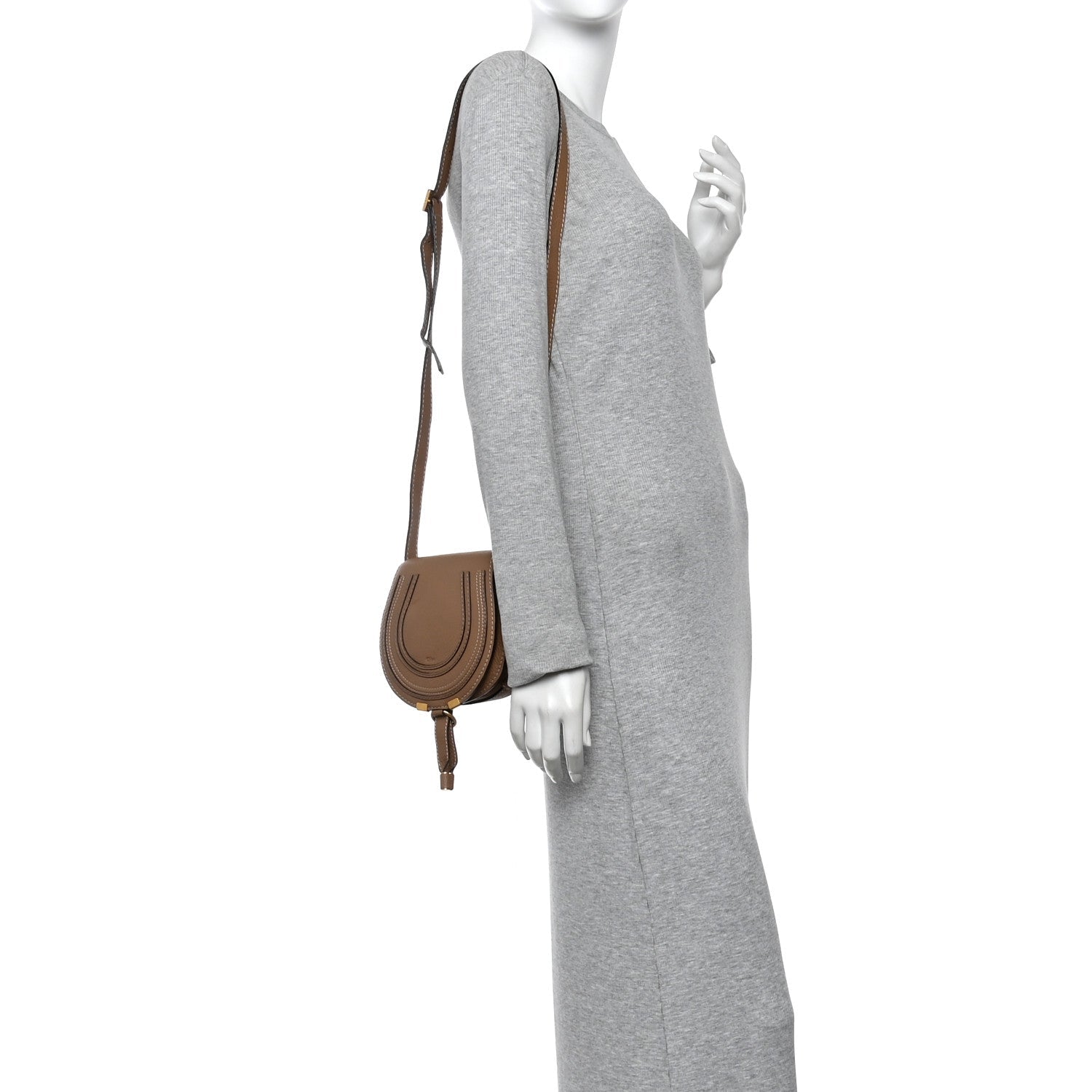 Calfskin Mini Marcie Round Crossbody Bag Nut
