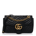 Calfskin Matelasse Small GG Marmont Shoulder Bag Black