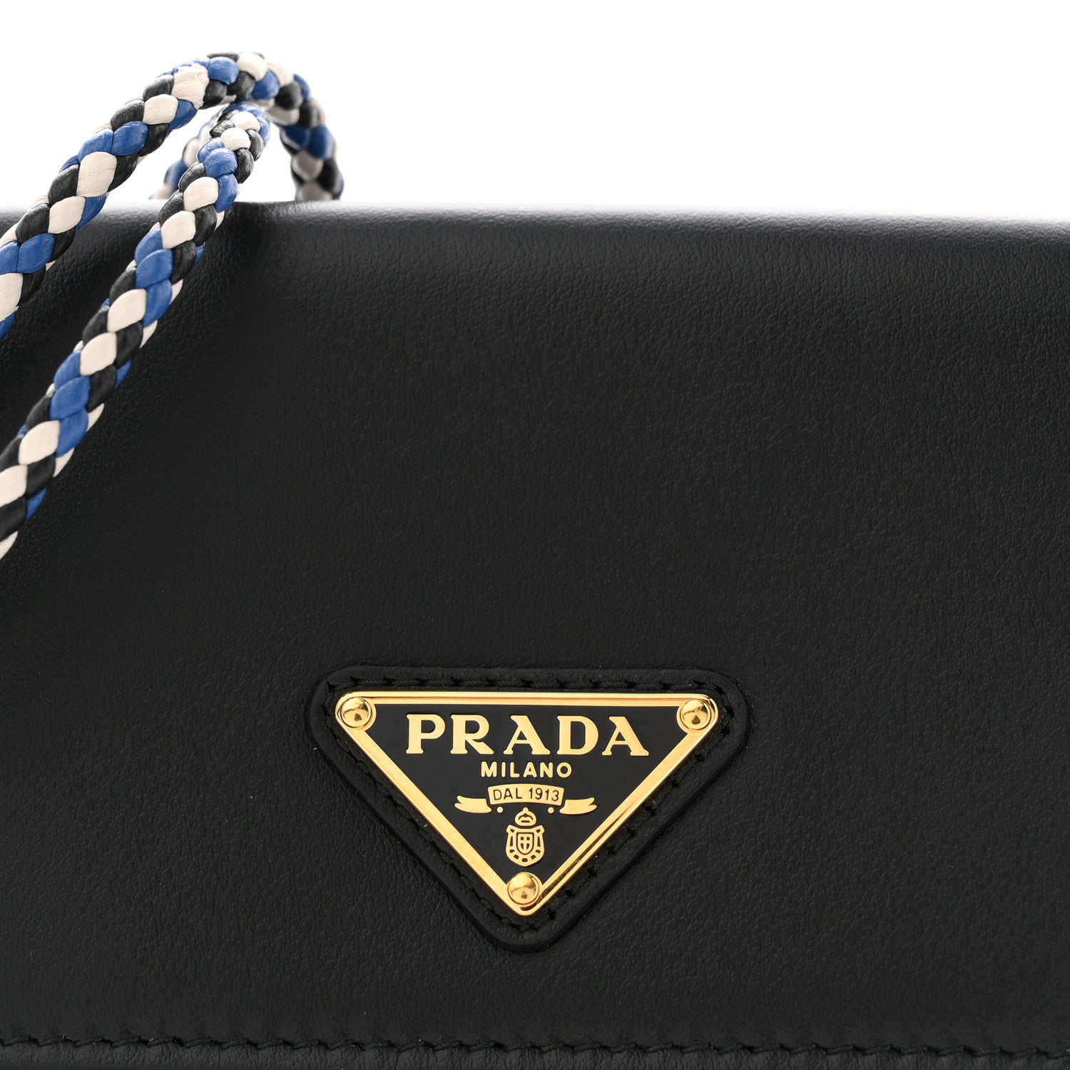 Vitello  Holder With Braided Strap Black